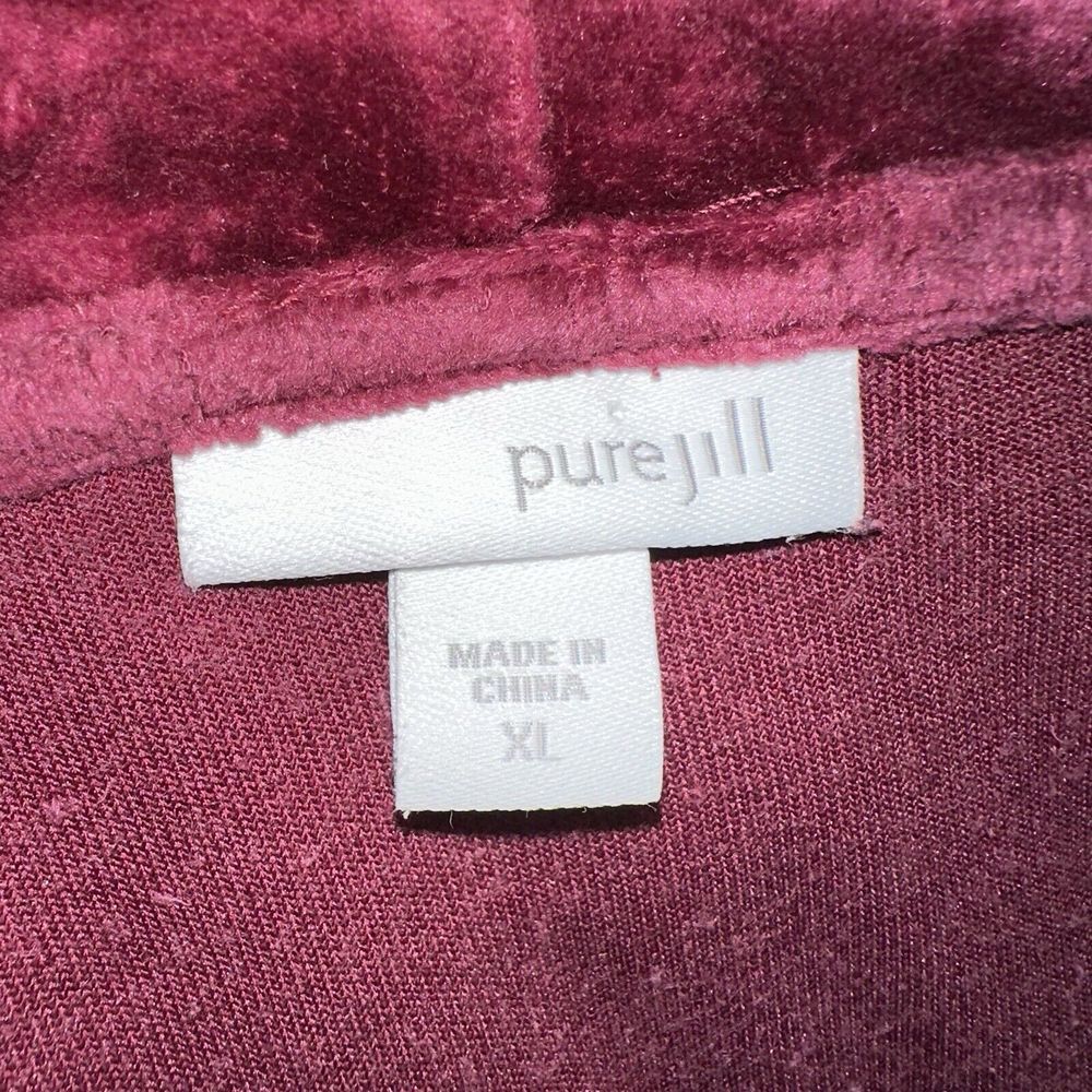 J.‎ Jill Pure Jill Burgundy Velvet Velour Long Sleeve Size XL Cowl neck Tunic - Picture 3 of 5